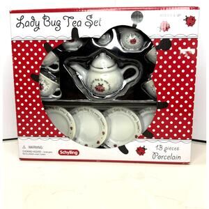 SEALED Schylling Child's 13-Piece Porcelain Lady Bug Tea Set